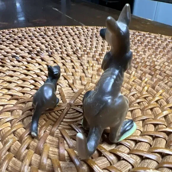 2 Vintage Bone China Kangaroo  Miniature Figurines Gray/Tan Mother And Joey - Picture 4 of 7